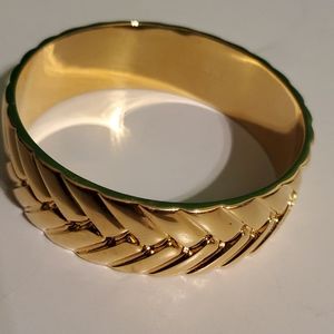 J. Crew Gold tone wide herringbone bangle bracelet